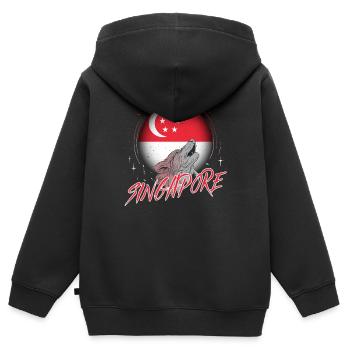 Singapur - Kinder Premium Organic Zip Hoodie - Schwarz - Hinten - AI Model Kid Male (0cm)