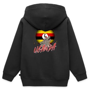 Uganda - Kids Premium Organic Zip-up Hoodie - black - Back - AI Model Kid Male (0cm)