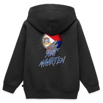 Sint Maarten - Kinder Premium Organic Zip Hoodie - Schwarz - Hinten - AI Model Kid Male (0cm)