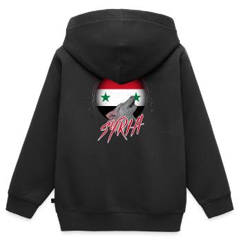 Syrien - Kinder Premium Organic Zip Hoodie - Schwarz - Hinten - AI Model Kid Male (0cm)