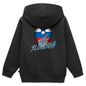 Slowenien - Kinder Premium Organic Zip Hoodie - Schwarz - Hinten - AI Model Kid Male (0cm)