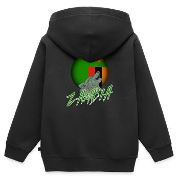 Sambia - Kinder Premium Organic Zip Hoodie - Schwarz - Hinten - AI Model Kid Male (0cm)