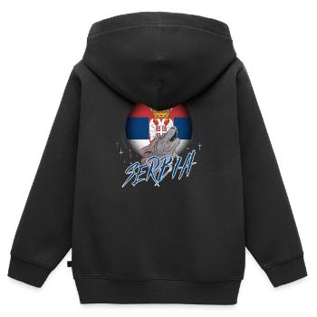 Serbien - Kinder Premium Organic Zip Hoodie - Schwarz - Hinten - AI Model Kid Male (0cm)