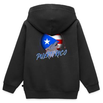 Puerto Rico - Kinder Premium Organic Zip Hoodie - Schwarz - Hinten - AI Model Kid Male (0cm)