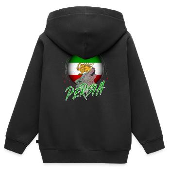 Perse - Sweat Premium à capuche zippé enfant bio - noir - Dos - AI Model Kid Male (0cm)