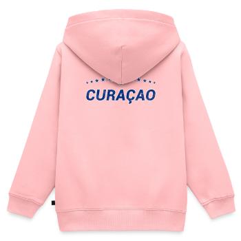 Curaçao - Kinder Premium Organic Zip Hoodie - Rosa - Hinten - AI Model Kid Female (0cm)