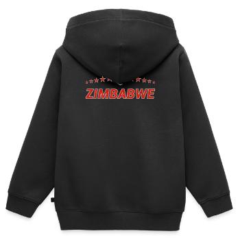Zimbabwe - Sweat Premium à capuche zippé enfant bio - noir - Dos - AI Model Kid Male (0cm)