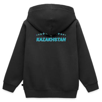Kazakhstan - Kids Premium Organic Zip-up Hoodie - black - Back - AI Model Kid Male (0cm)