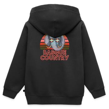 Pays Basque - Sweat Premium à capuche zippé enfant bio - noir - Dos - AI Model Kid Male (0cm)