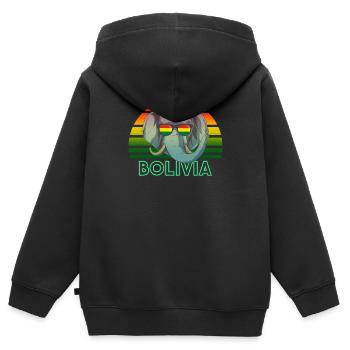 Bolivien - Kinder Premium Organic Zip Hoodie - Schwarz - Hinten - AI Model Kid Male (0cm)