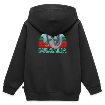 Bulgarien - Kinder Premium Organic Zip Hoodie - Schwarz - Hinten - AI Model Kid Male (0cm)