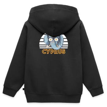 Zypern - Kinder Premium Organic Zip Hoodie - Schwarz - Hinten - AI Model Kid Male (0cm)