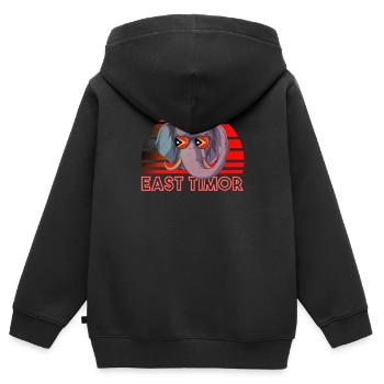 Timor oriental - Sweat Premium à capuche zippé enfant bio - noir - Dos - AI Model Kid Male (0cm)