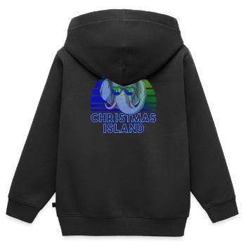 Île Christmas - Sweat Premium à capuche zippé enfant bio - noir - Dos - AI Model Kid Male (0cm)