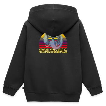 Colombie - Sweat Premium à capuche zippé enfant bio - noir - Dos - AI Model Kid Male (0cm)