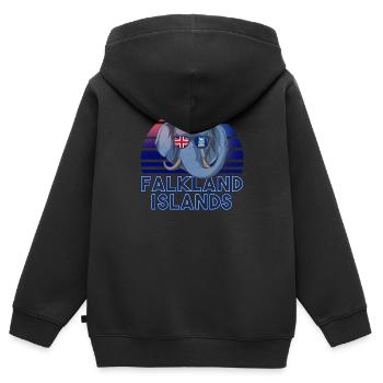Falkland (Îles) - Sweat Premium à capuche zippé enfant bio - noir - Dos - AI Model Kid Male (0cm)