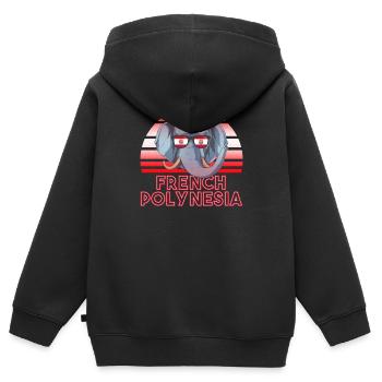 Polynésie française - Sweat Premium à capuche zippé enfant bio - noir - Dos - AI Model Kid Male (0cm)