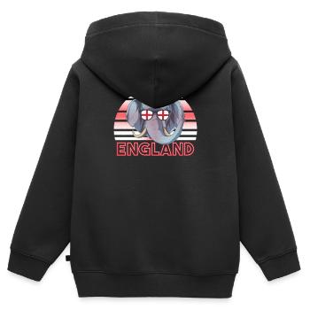 Angleterre - Sweat Premium à capuche zippé enfant bio - noir - Dos - AI Model Kid Male (0cm)
