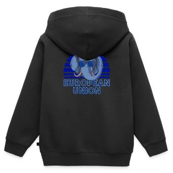 European Union - Kids Premium Organic Zip-up Hoodie - black - Back - AI Model Kid Male (0cm)