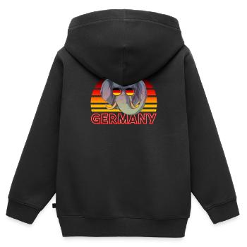 Deutschland - Kinder Premium Organic Zip Hoodie - Schwarz - Hinten - AI Model Kid Male (0cm)