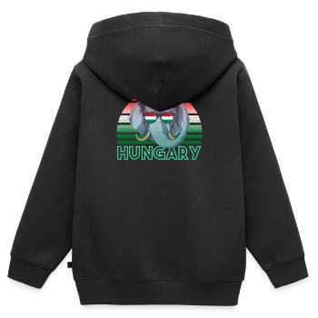 Ungarn - Kinder Premium Organic Zip Hoodie - Schwarz - Hinten - AI Model Kid Male (0cm)