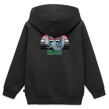 Irak - Sweat Premium à capuche zippé enfant bio - noir - Dos - AI Model Kid Male (0cm)