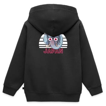 Japan - Kinder Premium Organic Zip Hoodie - Schwarz - Hinten - AI Model Kid Male (0cm)