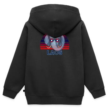 Laos - Kinder Premium Organic Zip Hoodie - Schwarz - Hinten - AI Model Kid Male (0cm)