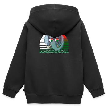 Macédoine - Sweat Premium à capuche zippé enfant bio - noir - Dos - AI Model Kid Male (0cm)