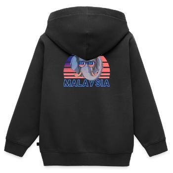 Malaysia - Kinder Premium Organic Zip Hoodie - Schwarz - Hinten - AI Model Kid Male (0cm)