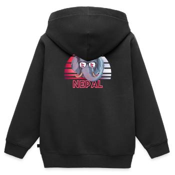 Nepal - Kinder Premium Organic Zip Hoodie - Schwarz - Hinten - AI Model Kid Male (0cm)