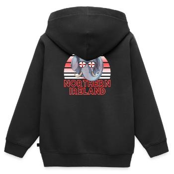 Nordirland - Kinder Premium Organic Zip Hoodie - Schwarz - Hinten - AI Model Kid Male (0cm)
