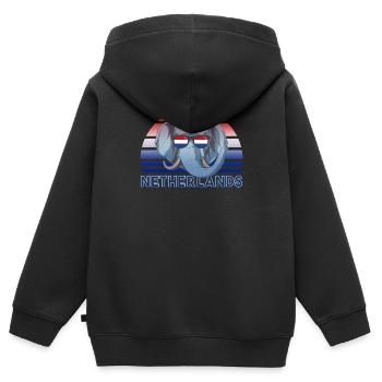 Niederlande - Kinder Premium Organic Zip Hoodie - Schwarz - Hinten - AI Model Kid Male (0cm)