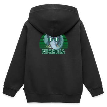 Nigeria - Kinder Premium Organic Zip Hoodie - Schwarz - Hinten - AI Model Kid Male (0cm)