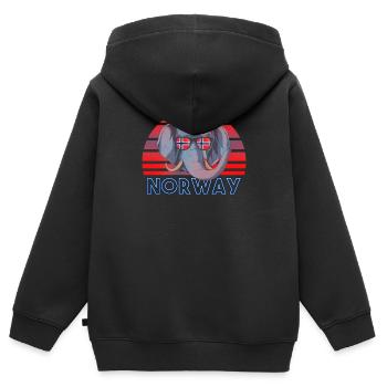 Norwegen - Kinder Premium Organic Zip Hoodie - Schwarz - Hinten - AI Model Kid Male (0cm)