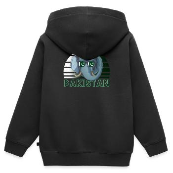 Pakistan - Kinder Premium Organic Zip Hoodie - Schwarz - Hinten - AI Model Kid Male (0cm)