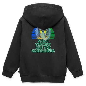 St. Vincent und die Grenadinen - Kinder Premium Organic Zip Hoodie - Schwarz - Hinten - AI Model Kid Male (0cm)