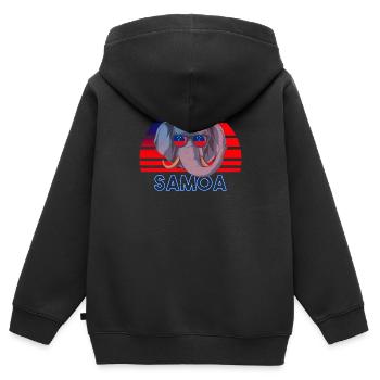 Samoa - Kinder Premium Organic Zip Hoodie - Schwarz - Hinten - AI Model Kid Male (0cm)