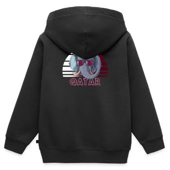 Qatar - Sweat Premium à capuche zippé enfant bio - noir - Dos - AI Model Kid Male (0cm)