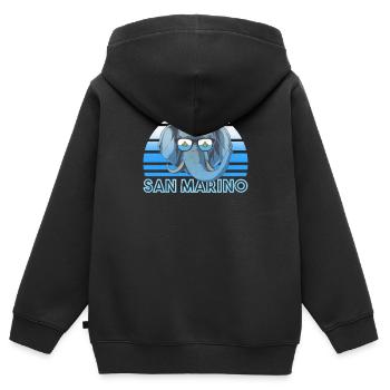 San Marino - Kinder Premium Organic Zip Hoodie - Schwarz - Hinten - AI Model Kid Male (0cm)