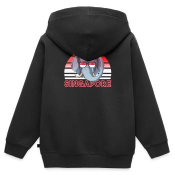 Singapur - Kinder Premium Organic Zip Hoodie - Schwarz - Hinten - AI Model Kid Male (0cm)