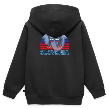 Slovénie - Sweat Premium à capuche zippé enfant bio - noir - Dos - AI Model Kid Male (0cm)