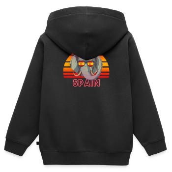 Spanien - Kinder Premium Organic Zip Hoodie - Schwarz - Hinten - AI Model Kid Male (0cm)