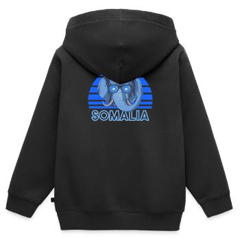 Somalia - Kinder Premium Organic Zip Hoodie - Schwarz - Hinten - AI Model Kid Male (0cm)
