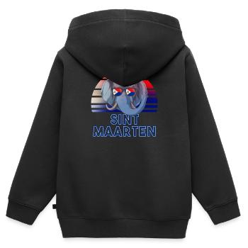 Sint Maarten - Kinder Premium Organic Zip Hoodie - Schwarz - Hinten - AI Model Kid Male (0cm)