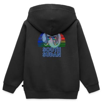 South Sudan - Kids Premium Organic Zip-up Hoodie - black - Back - AI Model Kid Male (0cm)