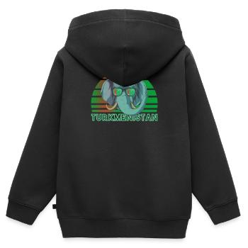 Turkmenistan - Kinder Premium Organic Zip Hoodie - Schwarz - Hinten - AI Model Kid Male (0cm)