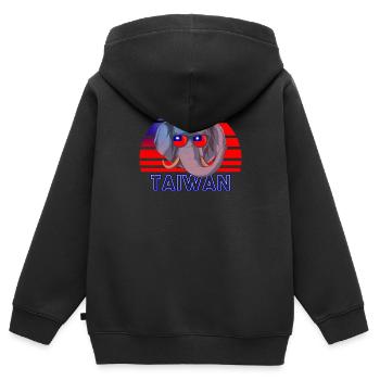 Taïwan - Sweat Premium à capuche zippé enfant bio - noir - Dos - AI Model Kid Male (0cm)