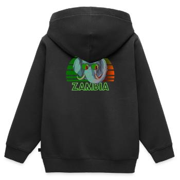 Sambia - Kinder Premium Organic Zip Hoodie - Schwarz - Hinten - AI Model Kid Male (0cm)