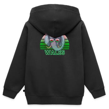 Wales - Kinder Premium Organic Zip Hoodie - Schwarz - Hinten - AI Model Kid Male (0cm)